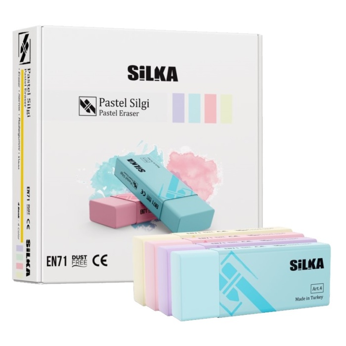 SİLKA SİLGİ PASTEL 4 RENK 30LU (ART.45)