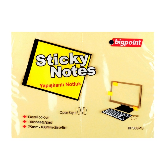 Bigpoint Yapışkanlı Not Kağıdı 75x100mm Sarı