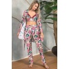 Floral Desenli Bralet Sütyenli Saten Pijama Sabahlık Takımı 5627