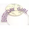 Mor Renk Kristal Taşlı Parlak Birthday Girl Yazılı 16X17 Cm (4172)