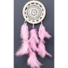 Pembe Kuş Tüylü Dream Catcher El Yapımı Rüya Kapanı Duvar Süsü