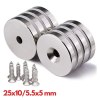 25X10/5X5.5 Mm Havşa Delikli Neodyum Mıknatıs - Güçlü N35 Nikel Kaplama Magnet