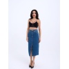 6471 Deni̇m Midi Slit Skirt-Koyu Mavi̇