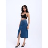 6471 Deni̇m Midi Slit Skirt-Koyu Mavi̇