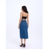 6471 Deni̇m Midi Slit Skirt-Koyu Mavi̇