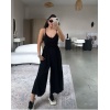 Kadın Ayarlı Çapraz İnce Askılı Bol Paça Rahat Kesim Tulum