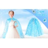 Karlar Ülkesi Elsa Frozen Mavi Pelerin – 80 Cm Kar Desenli Çocuk Pelerini ( Hariç )