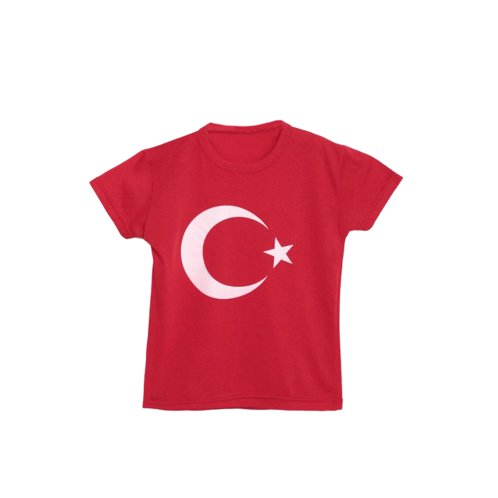 Bayrak Baskılı Çocuk T-Shirt Kod/renk: Kırmızı