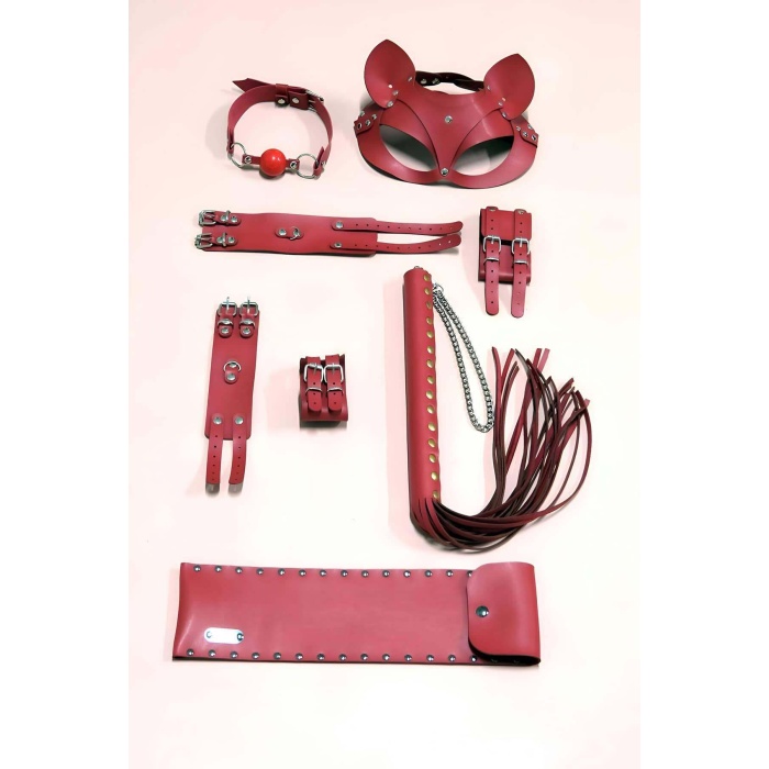 Kırbaç Kelepçe Set, 5li Set, El - Ayak Kelepçesi, Maske, Ağız Topu - 1307