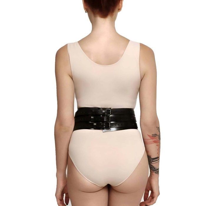 Perçin Detaylı Şık Deri Korse,  Korse Harness - 905