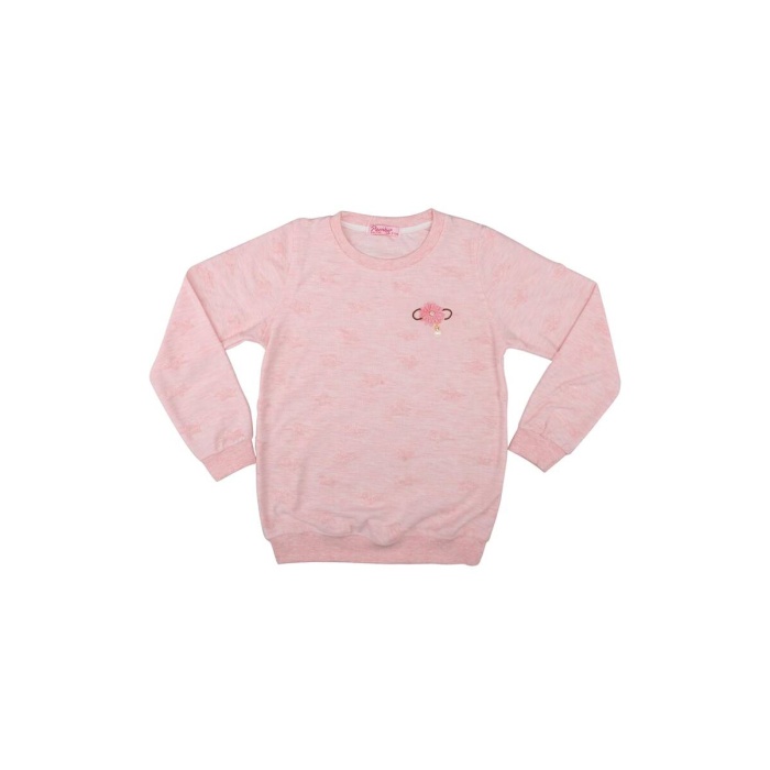 Yuvarlak Yaka Kabartmalı Kız Çocuk Sweat 1505 Kod/renk: Pembe