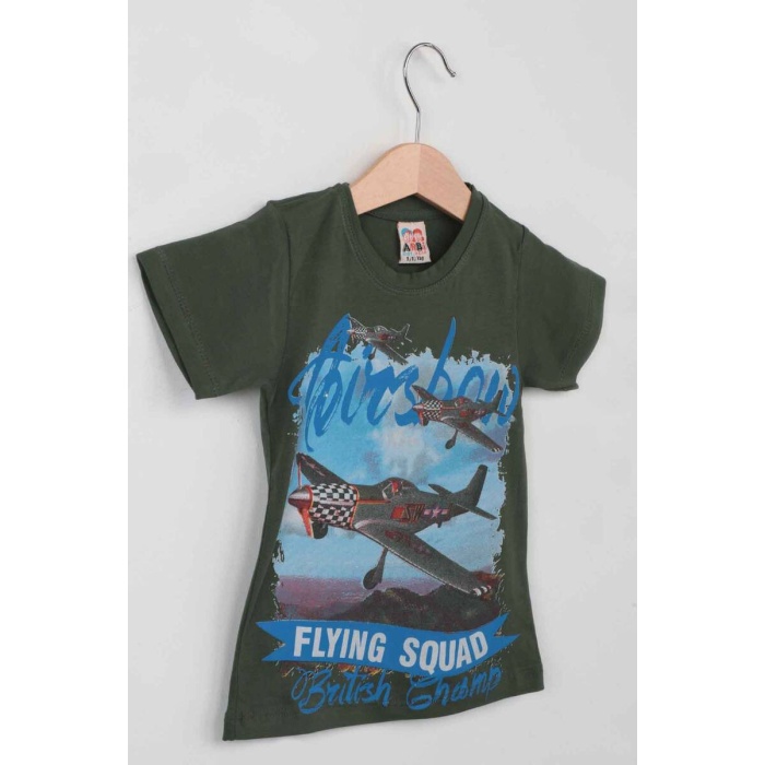 Airplane Baskılı Erkek Çocuk Tshirt Kod/renk: Haki