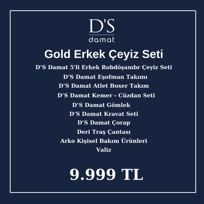 25 Parça Gold Erkek Çeyiz Seti Paketi