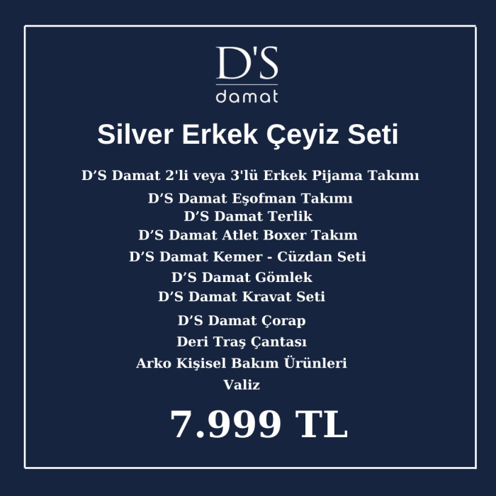 16 Parça Erkek Silver Çeyiz Paketi