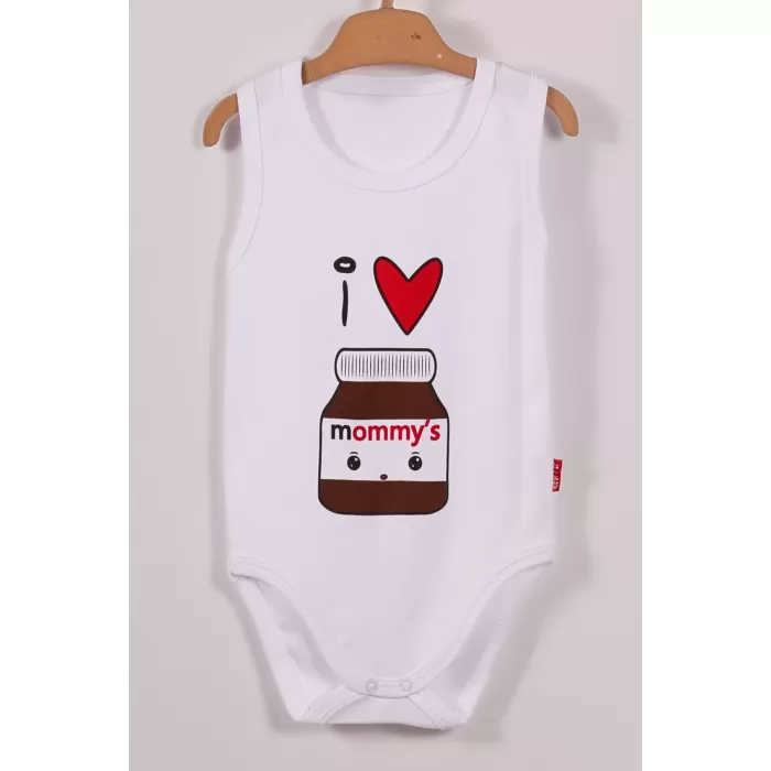 Mommys Cikolata Desenli Askılı Unisex Body