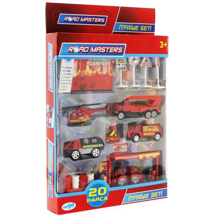 Die Cast Metal 20 Parça Itfaiye Seti - Helikopterli