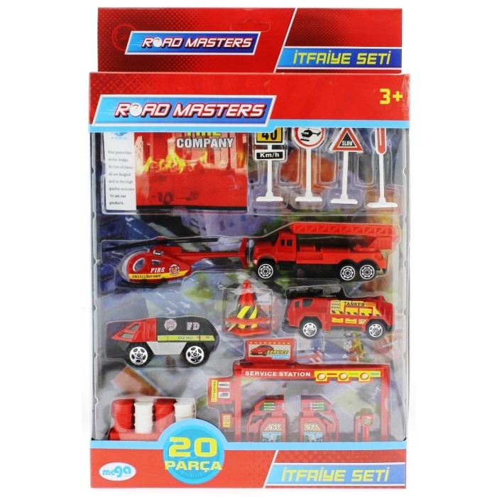 Die Cast Metal 20 Parça Itfaiye Seti - Helikopterli