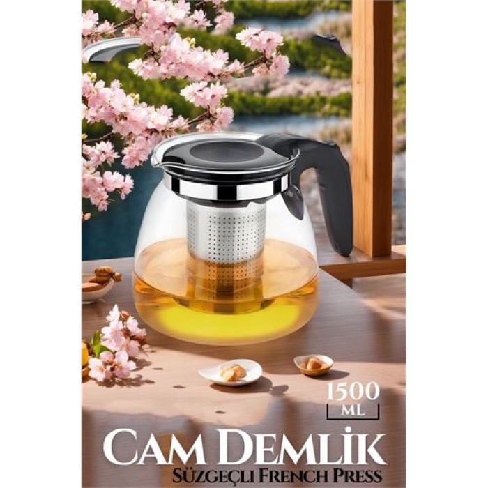 1500 Ml Süzgeçli French Press Cam Demlik