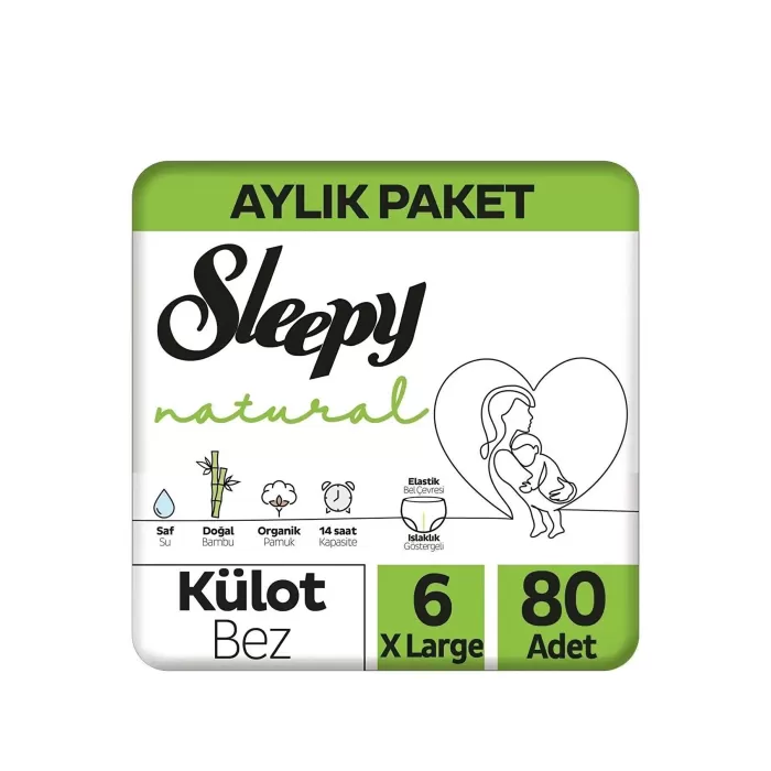 Sleepy Natural Külot Bez Mega Paket 6 Beden 15-25 Kg 80 Adet