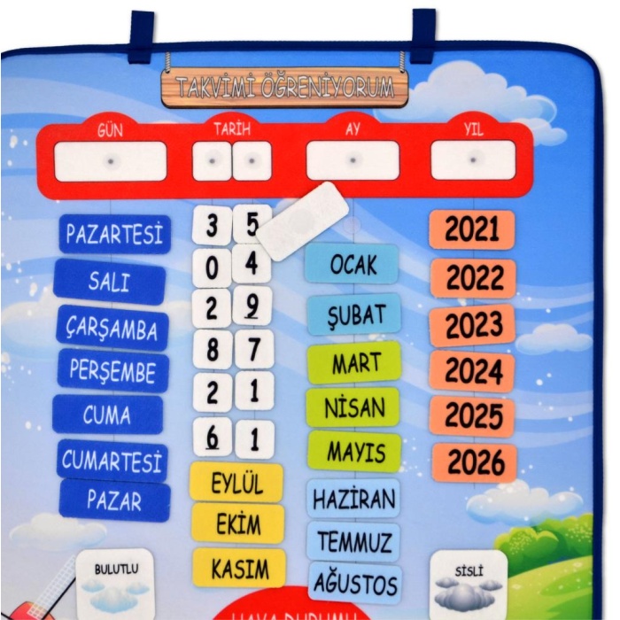 Takvimi Öğreniyorum (2024) Keçe Duvar Panosu , Eğitici Oyuncak