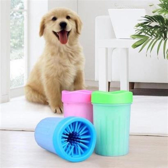 ® Silikon Jel Fırçalı Kedi Köpek Pati Ayak Yıkama Temizleme Kovası (Küçük)