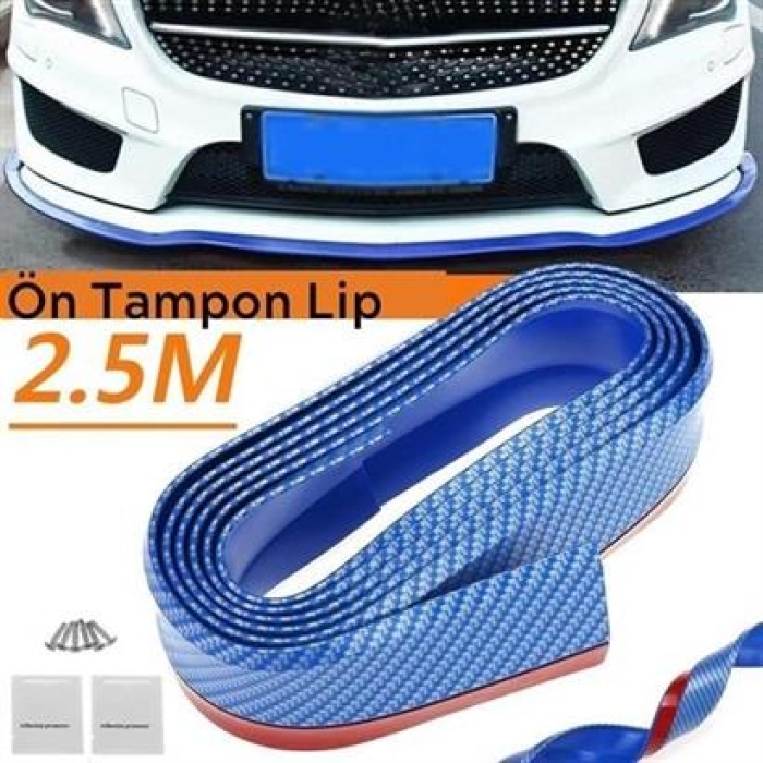 ® Mavi 2,5 Metre Araba Oto Ön Tampon Koruyucu Kauçuk Pratik Tampon Şerit Bant Döşeme Kiti