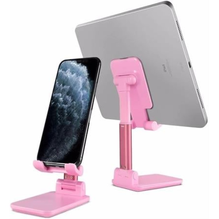 ® Pembe Aynalı Cep Telefonu Sabitleyici Stand Katlanabilir Ayarlanabilir Telefon Standı