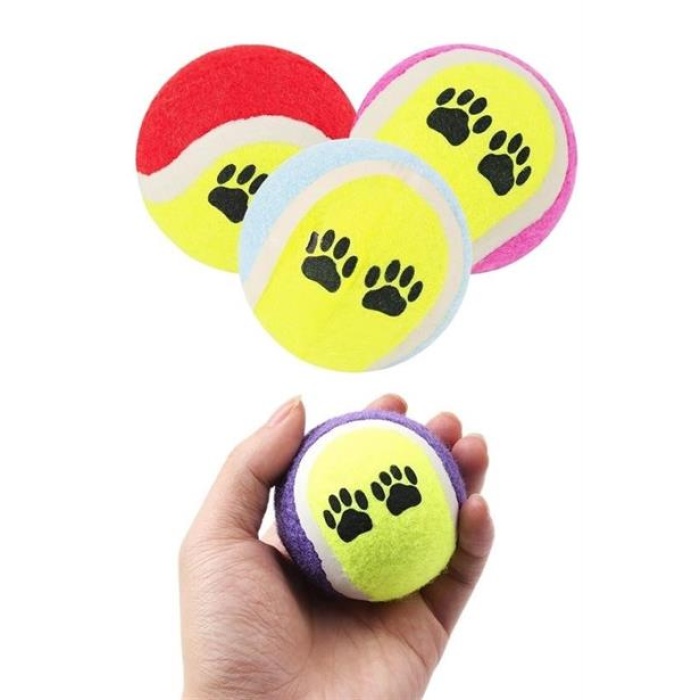 ®  3Lü Renkli Desenli Tenis Topu Kedi Köpek Oyuncağı