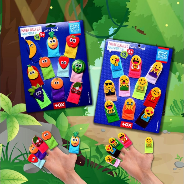 2 Set - 20 Parça  Emojiler Ve Meyveler Parmak Kukla