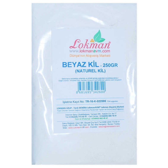 Beyaz Kil Öğütülmüş Doğal Saf Naturel 250 Gr Paket