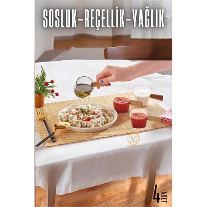 Reçellik Sosluk 4 Lü Ahşap Saplı Mika