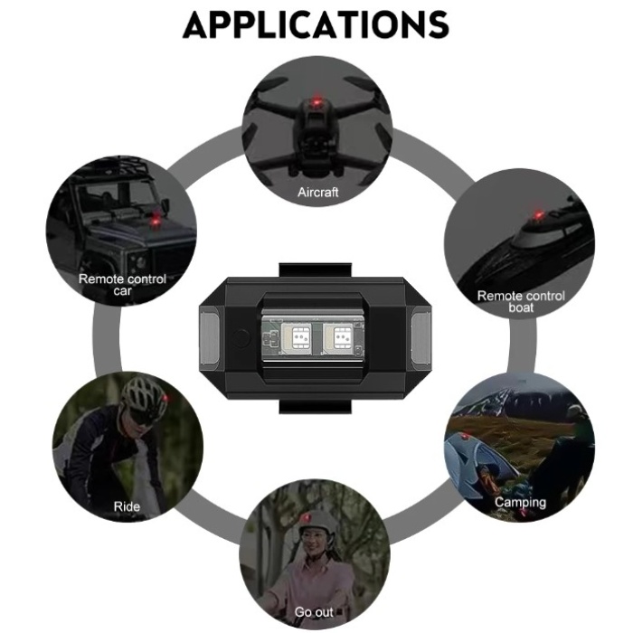 7 Renk Bisiklet Motosiklet Drone Işığı Çakarlı Lamba