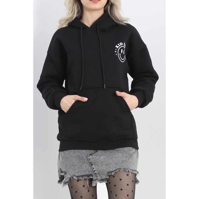 Baskılı Unisex Sweat Siyah