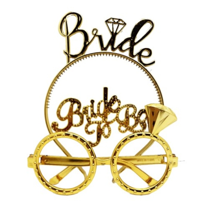 Bride Yazılı Ve Bride To Be Yazılı Gözlük Seti Altın Renk