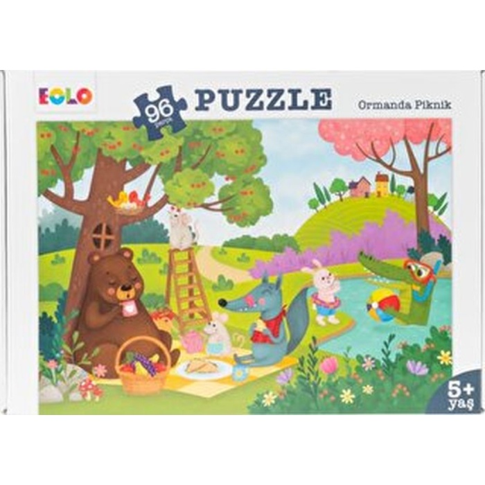 Yer Puzzle-96 Parça Puzzle - Ormanda Piknik