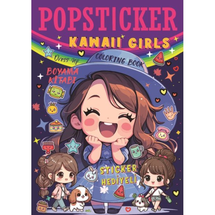 Kawaii Girls Boyama Kitabı Popsticker