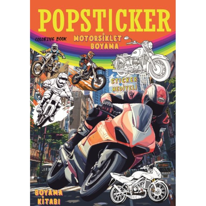 Motorsiklet  Boyama Kitabı Popsticker