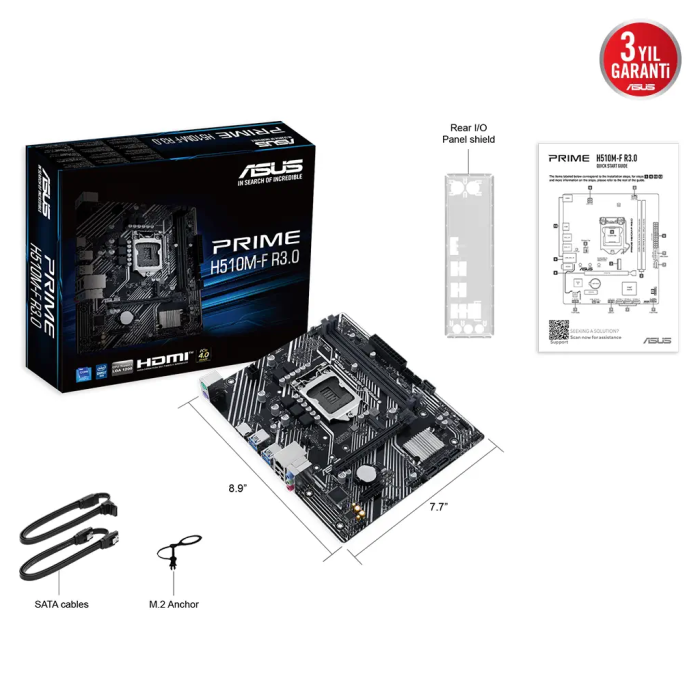 Asus Prime H510M-F R3.0, 2Xddr4, M.2, Hdmi, 10-11.Nesil, Lga1200 Soket, Anakart