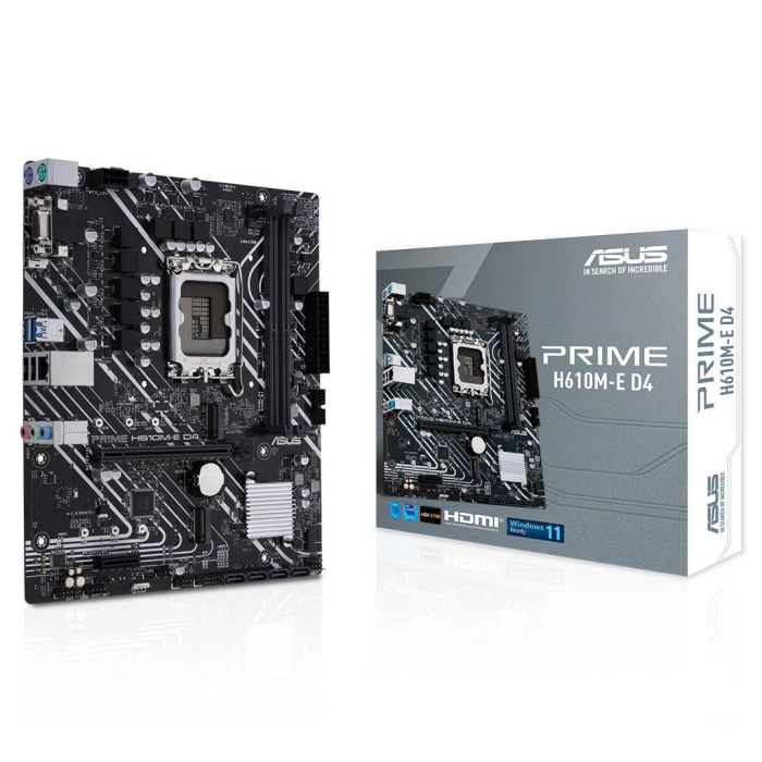 Asus Prime H610M-E D4-Csm, 2Xddr4, 2X M.2, D-Sub, Hdmi, Dp, 12-13.Nesil, Lga1700 Soket, Anakart