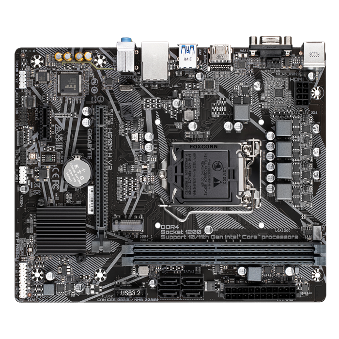 Gigabyte H510M H V2, Rev.1.0, 3200Mhz, 2Xddr4, M.2, D-Sub, Hdmi, 10-11.Nesil, Lga1200 Soket, Anakart