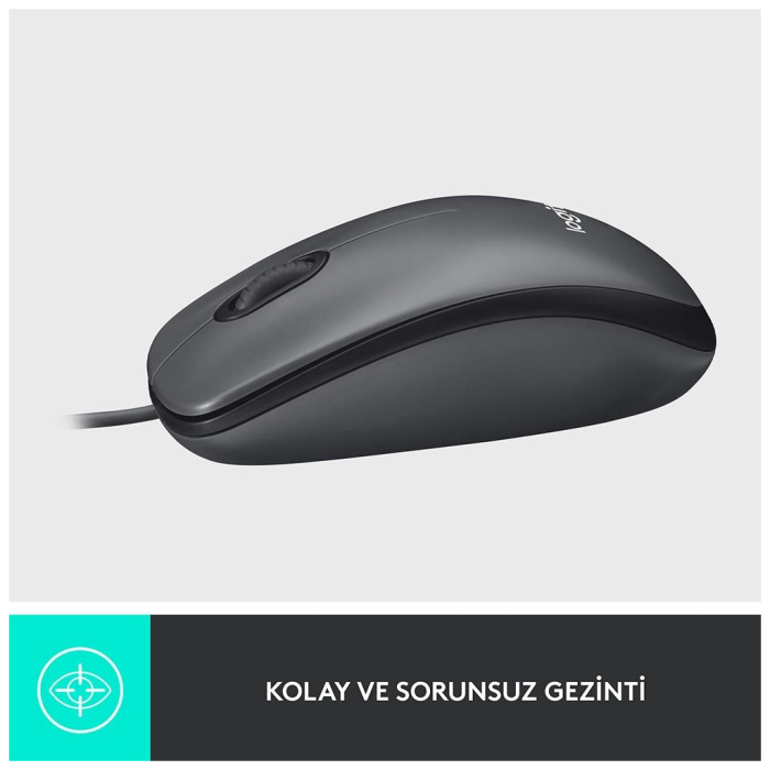 910-006652, M100 Siyah, Usb Kablolu, 1000Dpi, Optik, 3 Tuşlu, Mouse