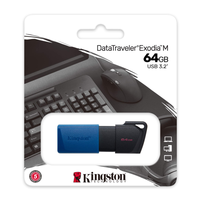 Kingston Dtxm/64Gb Usb 3.2 Data Traveler Exodia M Flash Disk (Siyah-Mavi)