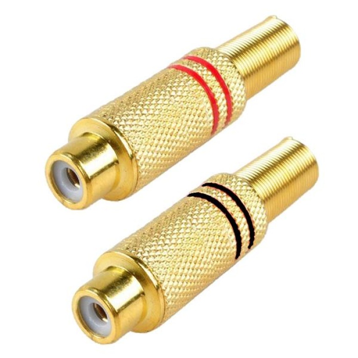 Dy-2030G Rca Fiş Dişi Gold Metal Siyah Kırmızı 2Li