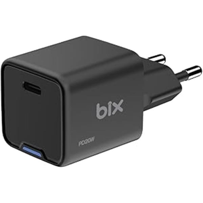 Bix Bx1P20G Gan 20W Type-C Pd Akım Korumalı Ve Led Göstergeli Hızlı Şarj Cihazı (Siyah)