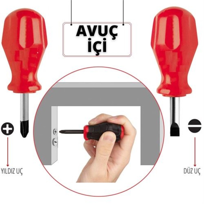 High-Torque Avuçiçi Düz-Yildiz Uçlu Tornavida Seti