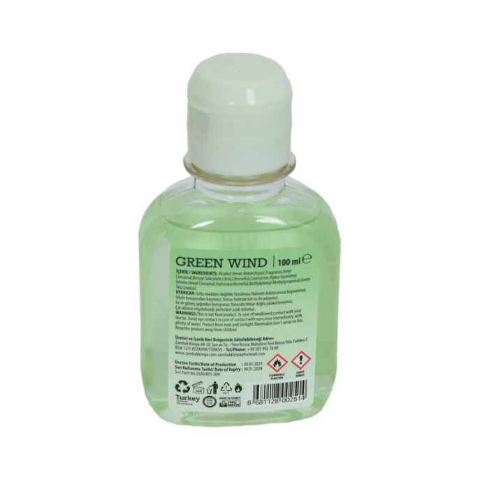 Yeşil Çaylı Kolonya Green Wınd Eau De Cologne 80 Derece 100 Ml