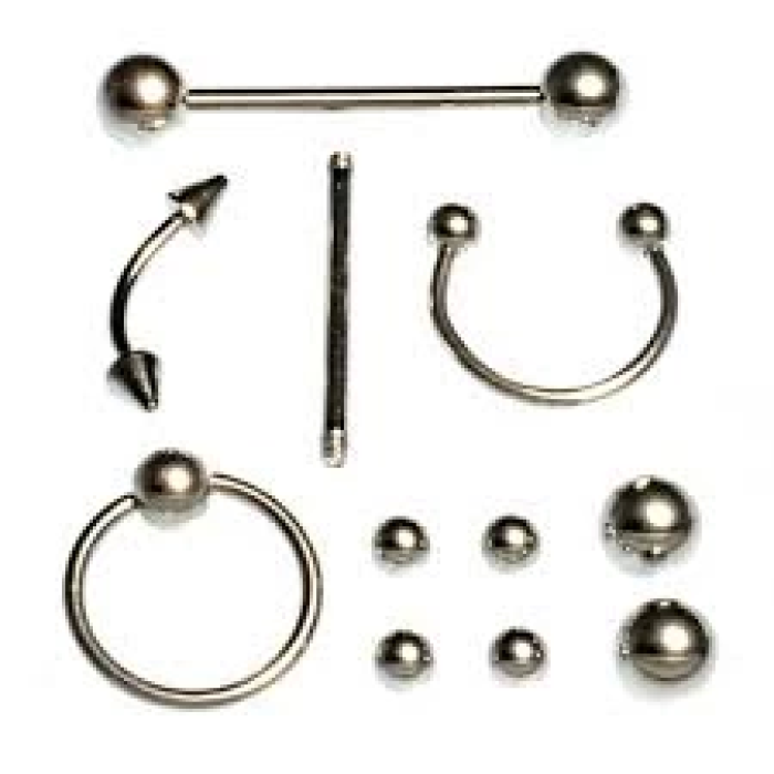 11 Parça Piercing (Cerrahi Çelik) Ve Piercing Topu Seti Piirsing