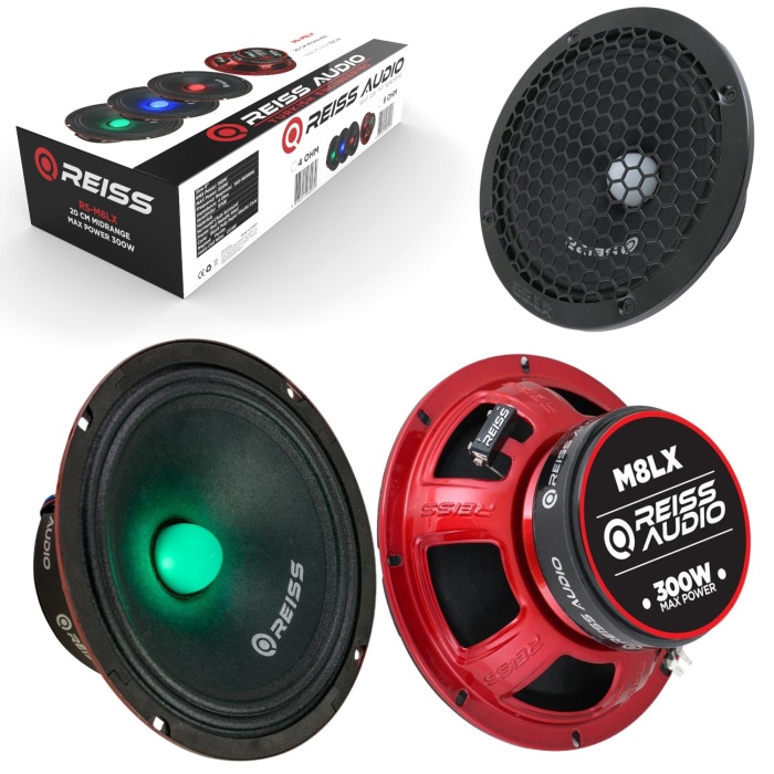 Rs-M8Lx Oto Midrange 20Cm 300 Watt (150 Rms) Kapaklı Rgb Ledli 2 Adet