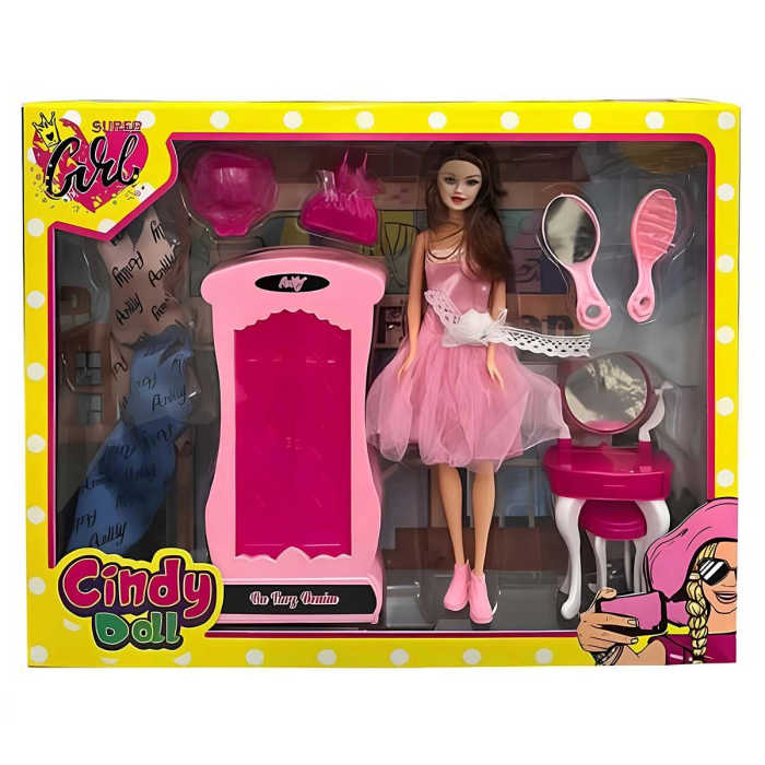 Cindy Doll Dolaplı Makyaj Masalı Bebek 02453