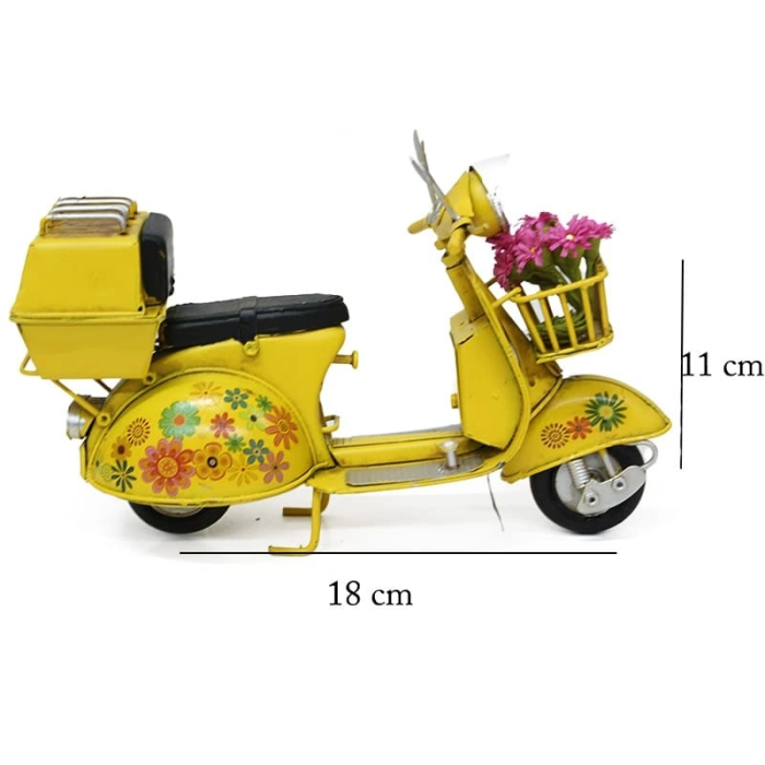 Vintage Tasarım Dekoratif Metal Scooter Sepetli